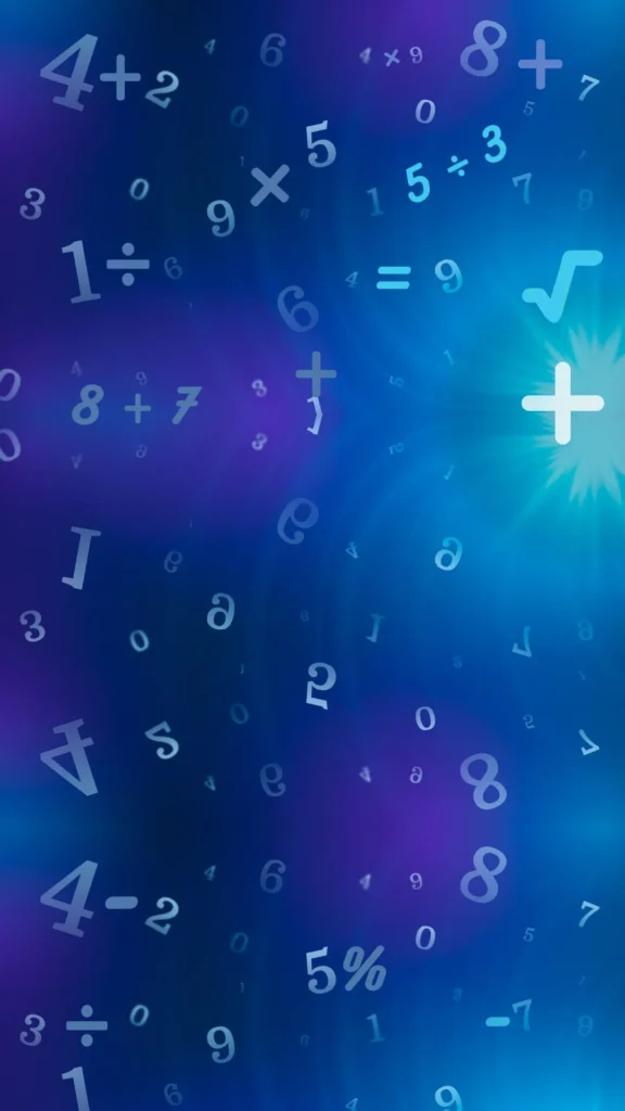 Math Numbers and Symbols blue Background